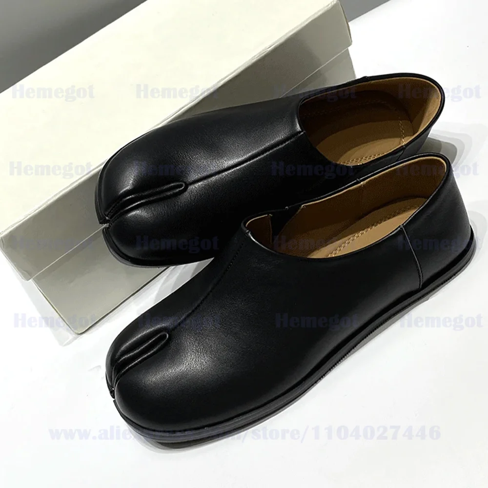 Split Toe Shoes Tabi Loafers Men's Single Shoes Leather Shoes Soft Leather Soft Soles Solid Color Flats Casual Shoes Men Shoes