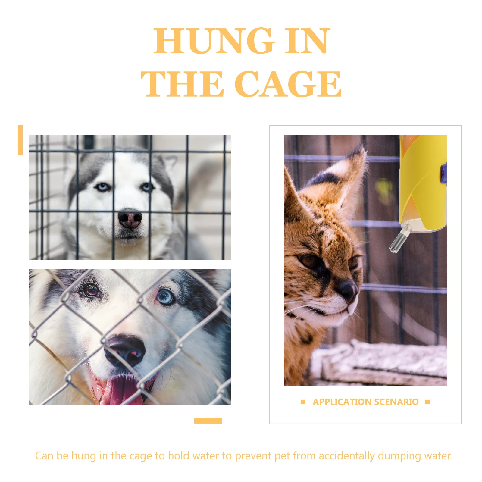 

Hanging Pet Waterer Ball Bearing Design Yellow Durable Safe for Cage Easy to Install and Adjust Pet Water Dispenser