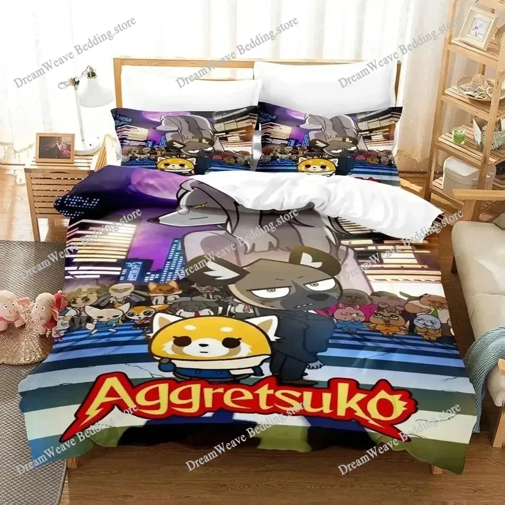 

Aggretsukos Luxury Bedding Set Japan Anime Cartoon Duvet Cover Set Comforter Bedspread Twin Single Size Printed Home Textile