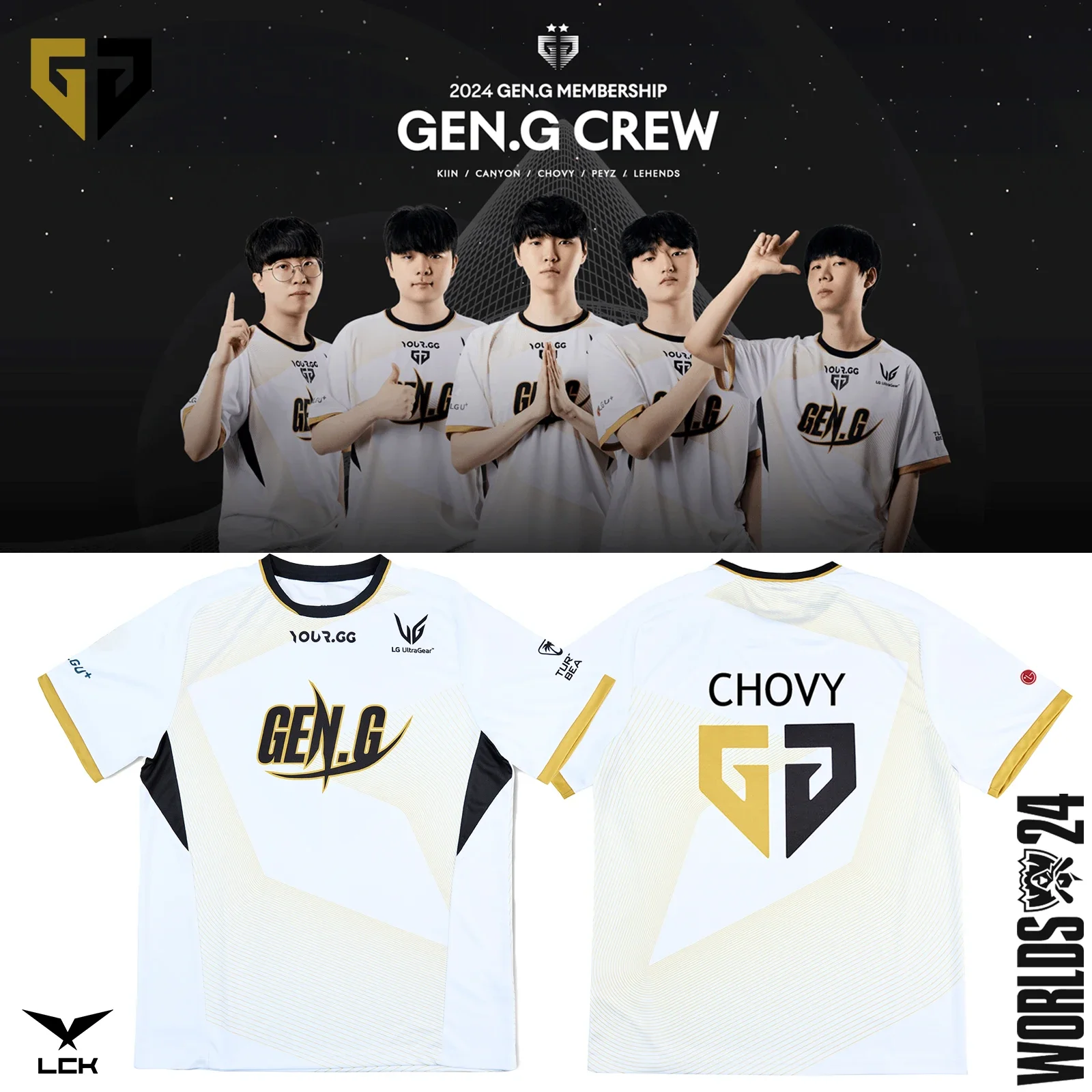 

2024 Новая футболка GEN G Esports Team Uniform League Of Legends World Finals Джерси Футболка LOL Games Chovy Fans Support Одежда