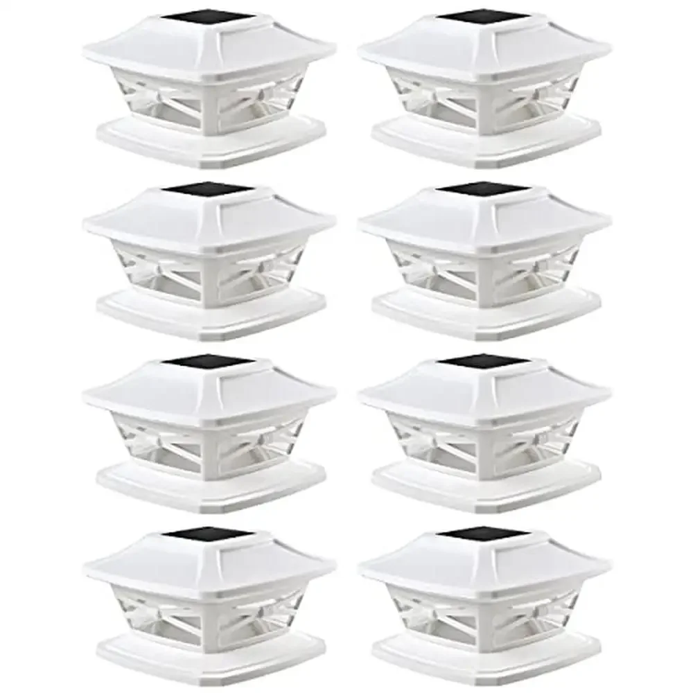 

Solar LED Post Cap Lights 8 Pack 4x4 5x5 6x6 Wooden Posts Bright Warm White Light Cordless & Waterproof Includes Different Bases