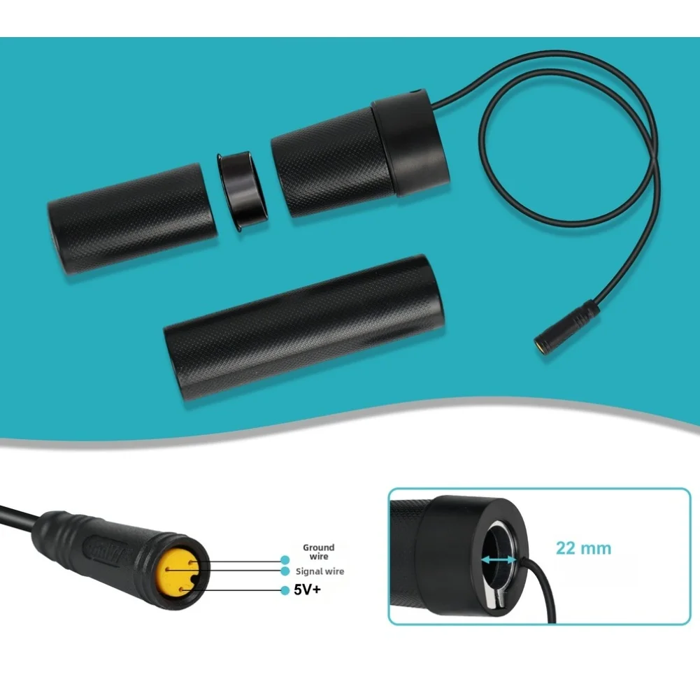 Half Throttle Grip for Electric Bike 22mm Waterproof with 3 Pin Female Connector ABS Material and Ergonomic Shape