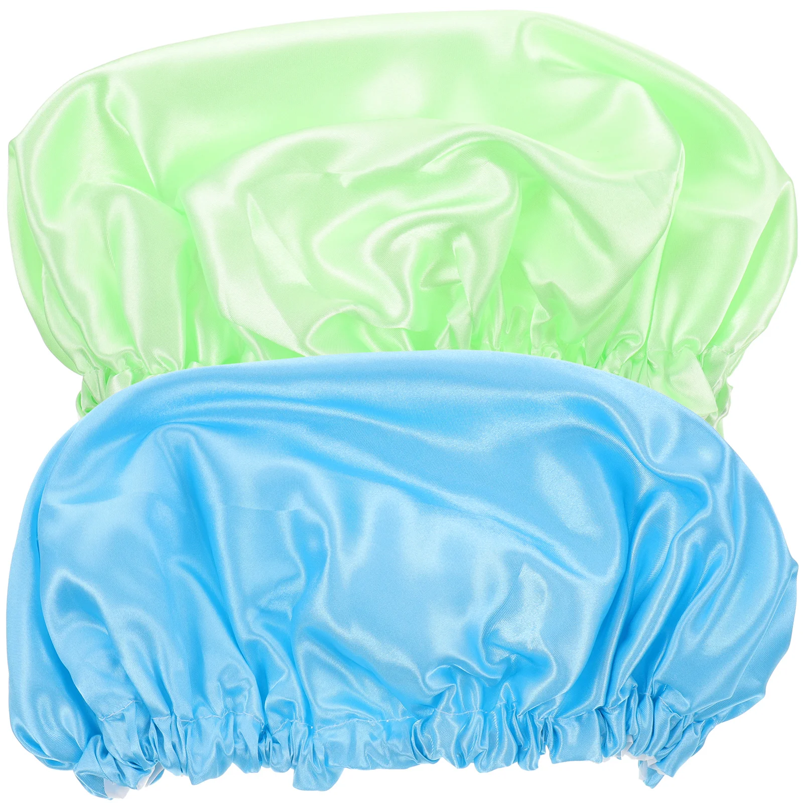 

Waterproof Shower Cap Silk Satin Sleep Bonnet Hair Wrap Double Layer Bathing Hat Women Household Breathable Caps For Spa Home