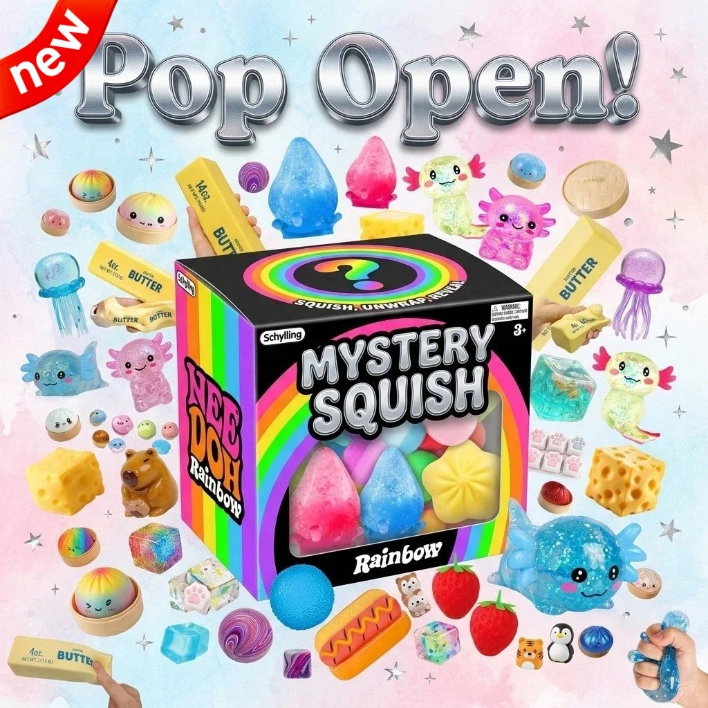 

Pop Open! Ne EDoh Rainbow Mystery Squish Blind Box - Sensory Squeeze Toy, Stress & Anxiety Relief Fidget Toy, Cute Surprise Pack For Kids Teens Adults
