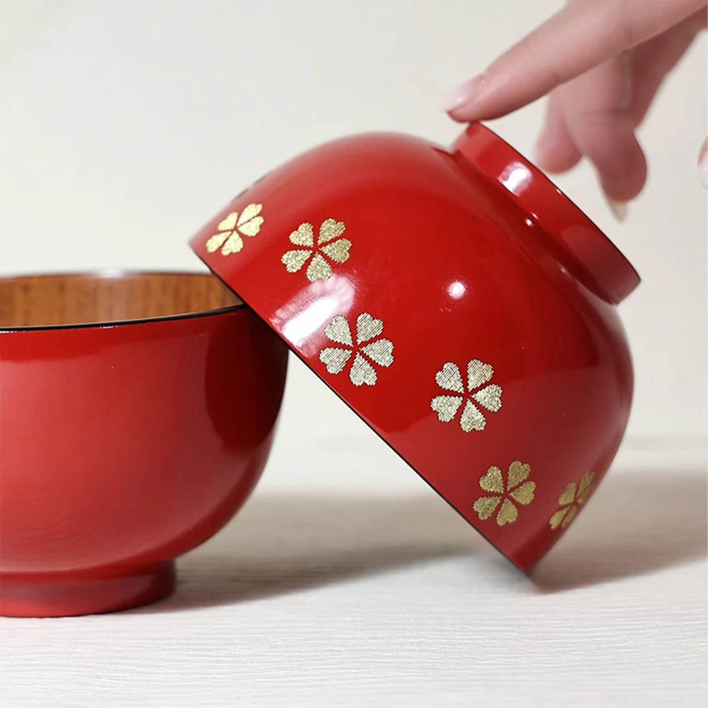 

Wooden Rice Bowl Kitchen Tool Japanese Style Container Food Storage Holder Gadget