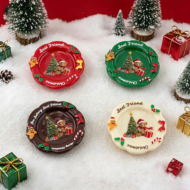 10pcs Wholesale Mini Christmas Plates Resin DIY Accessories For Keychain Pendants Desktop Oranment Dollhouse Decor