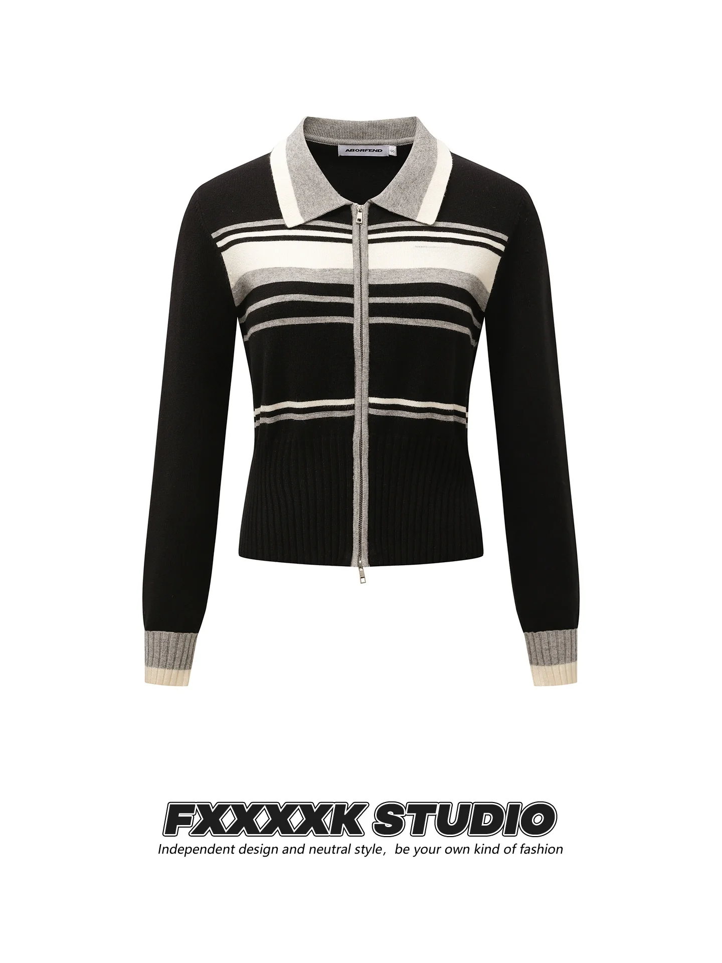 

Original FXK Retro American Versatile Striped Color Blo Slimming ort Open Cardigan Sweater Knitted Outerwear for Women