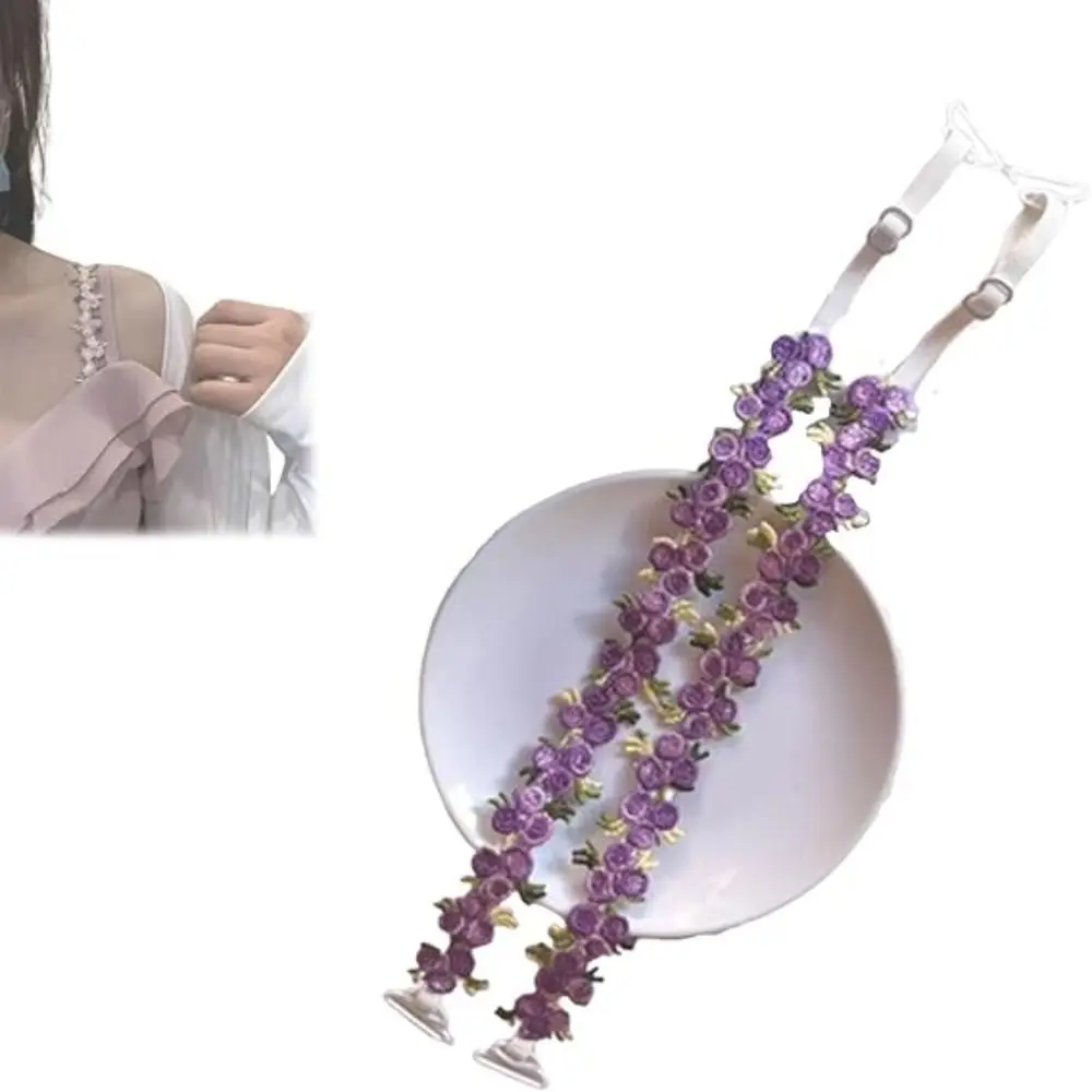 New Removable Floral Bra Straps Polyester Anti-slip Floral Shoulder Belts Decorative Elastic Shoulder Straps