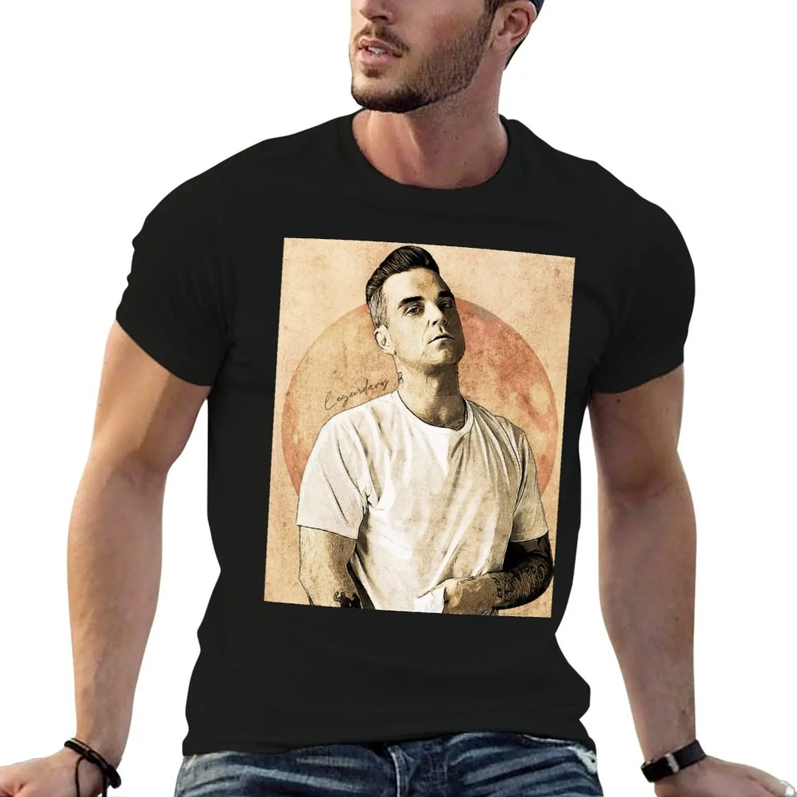 Legendary Robbie Williams T-Shirt Urban Style Casual Short Sleeve Top