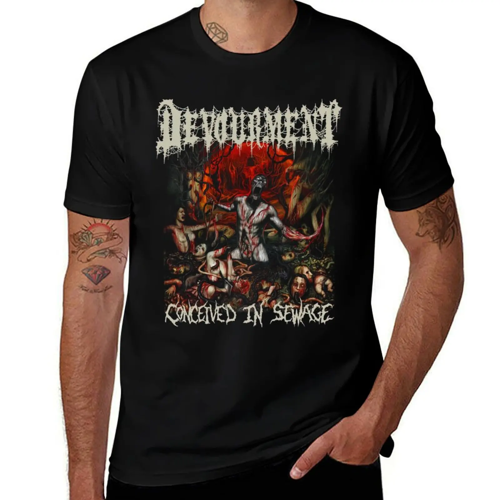 1995 Band - Vintage Devourment Music Band T-Shirt heavyweights vintage graphic tee men t shirts high quality