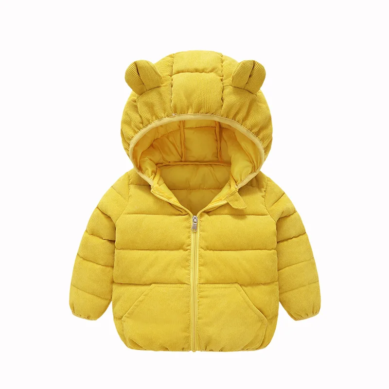 

Winter coats private children's wear children with thick cotton-padded jacket small ears baby corduroy cotton short coat