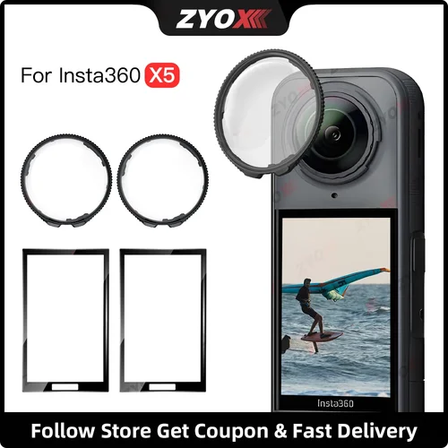 Imagen 1 del producto Protector de lente + película protectora de pantalla para accesorios Insta360 X5, protección de lente antiarañazos, accesorios protectores Insta360 X5