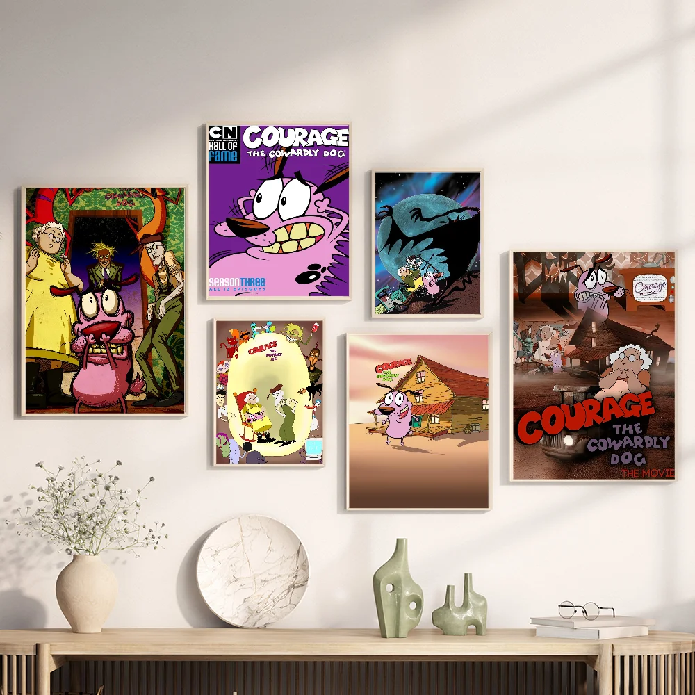 C-courage The C-cowardly Dog Self-adhesive Art Poster Fancy Wall Sticker For Living Room Bar Decoration Vintage Decorative