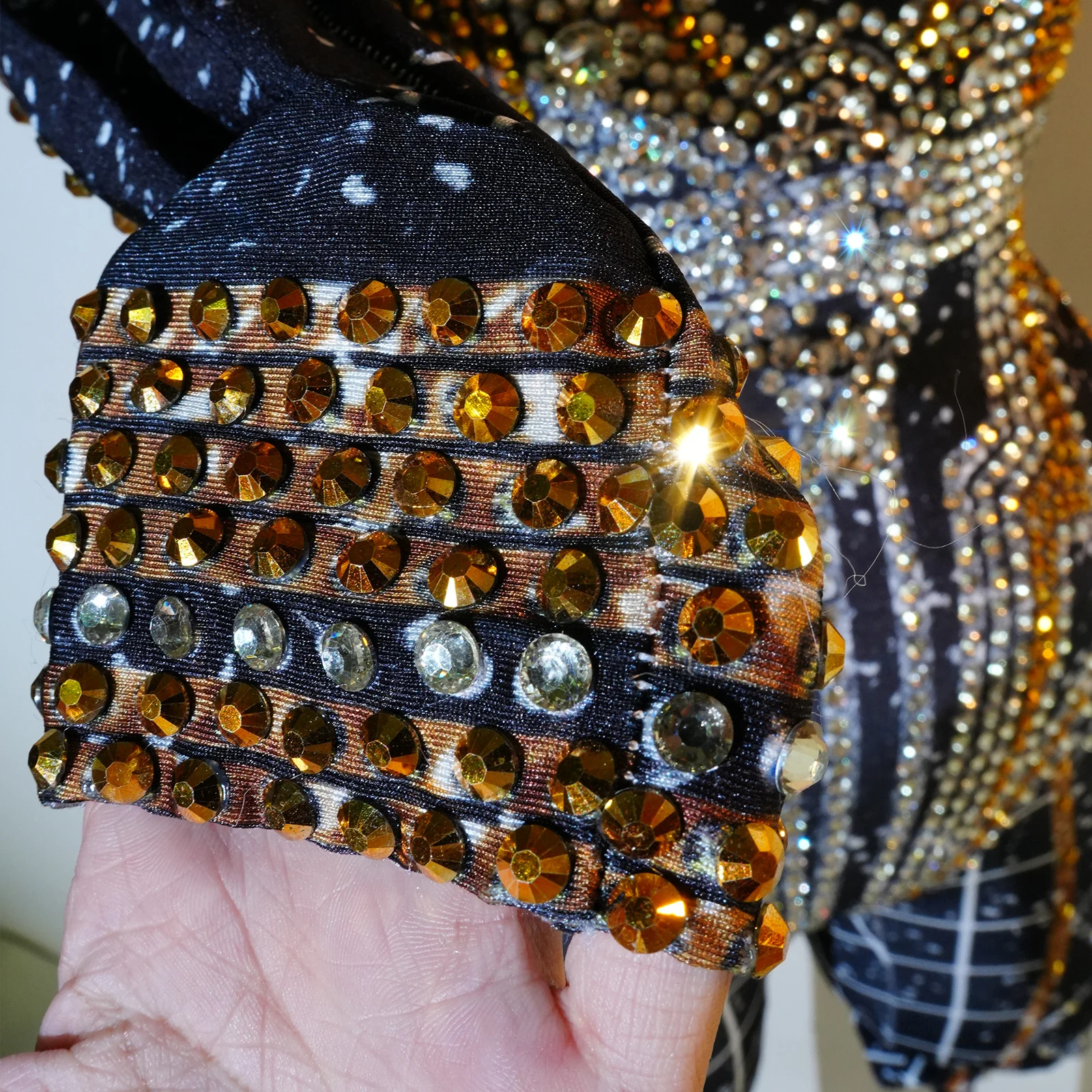 الماس حزب الزي الفاخرة سباركلي حجر الراين أزياء ملهى ليلي راقصة القطب الرقص الأسود بذلة الأداء البهلوانية زي #4