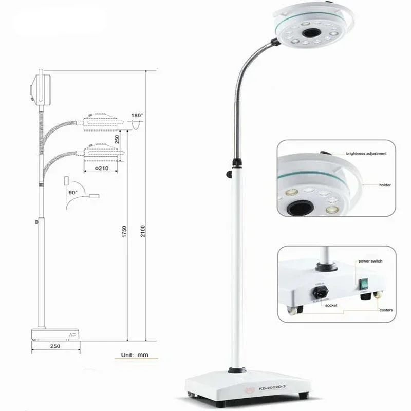 TDOUBUY Oral Lighting Portable Mobile LED Surgical Medical Exam Light Shadowless Lamp Pet Hospital KD-2012L-1 торшерمصباح ارضي