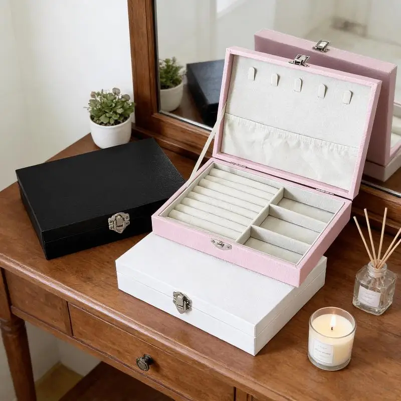 Portable High-End Jewelry Storage Box Dustproof Ring Earring Necklace Accessory Jewelry Box Luxury PU Leather Organize Case