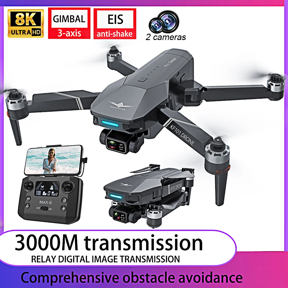 ﻿ KF101 8K Professional Drone Camera EIS Three-axis Anti Shake Pan Tilt Repeater Digital Image Transmission Remote Control UAV