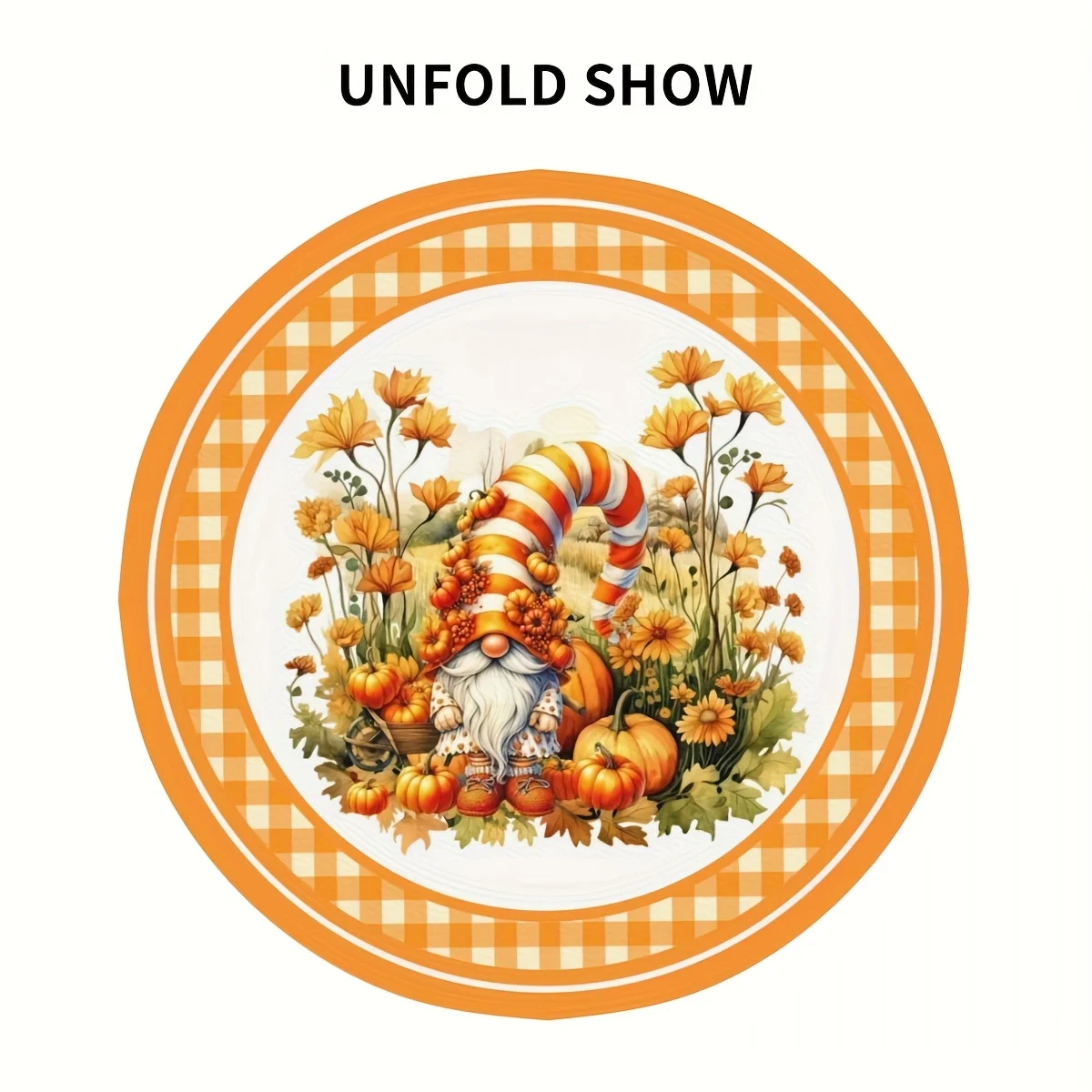 1 قطعة موسم حصاد الخريف قزم أصفر منقوشة اليقطين طباعة مفرش المائدة المستديرة مادة البوليستر مفرش المائدة ، قابل للغسل #6