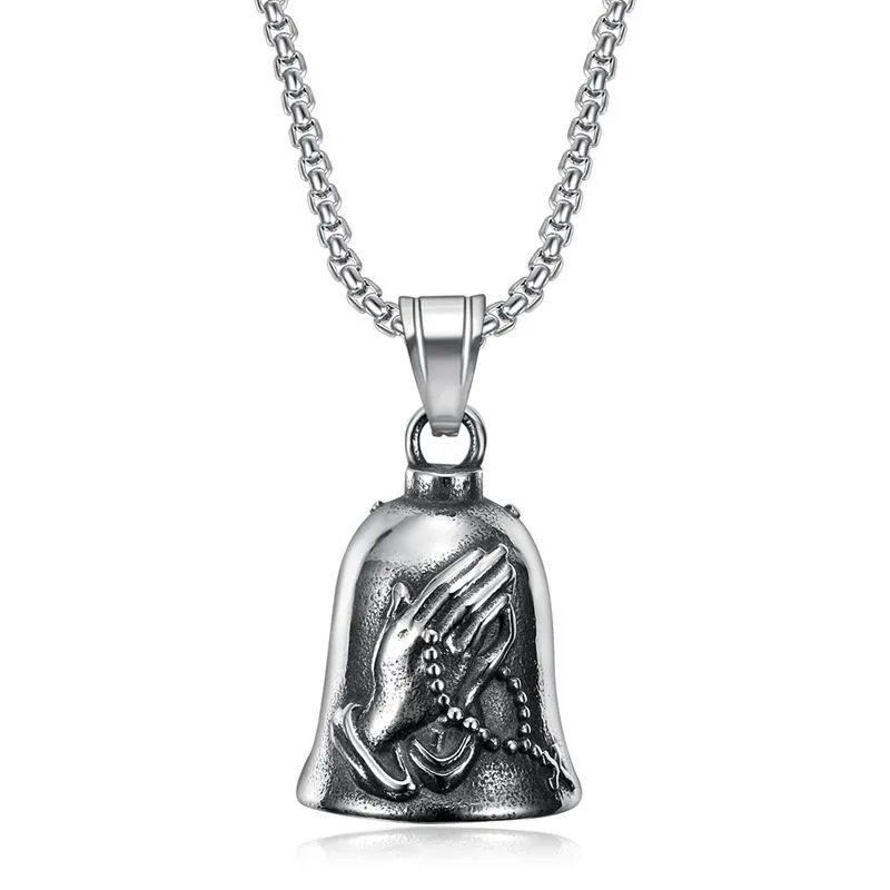 AliExpress NONE Prayer Hand Bell Necklace Pendant Men's Cycling Lucky Charms Exorcism Jewelry Motorcycle Accessories