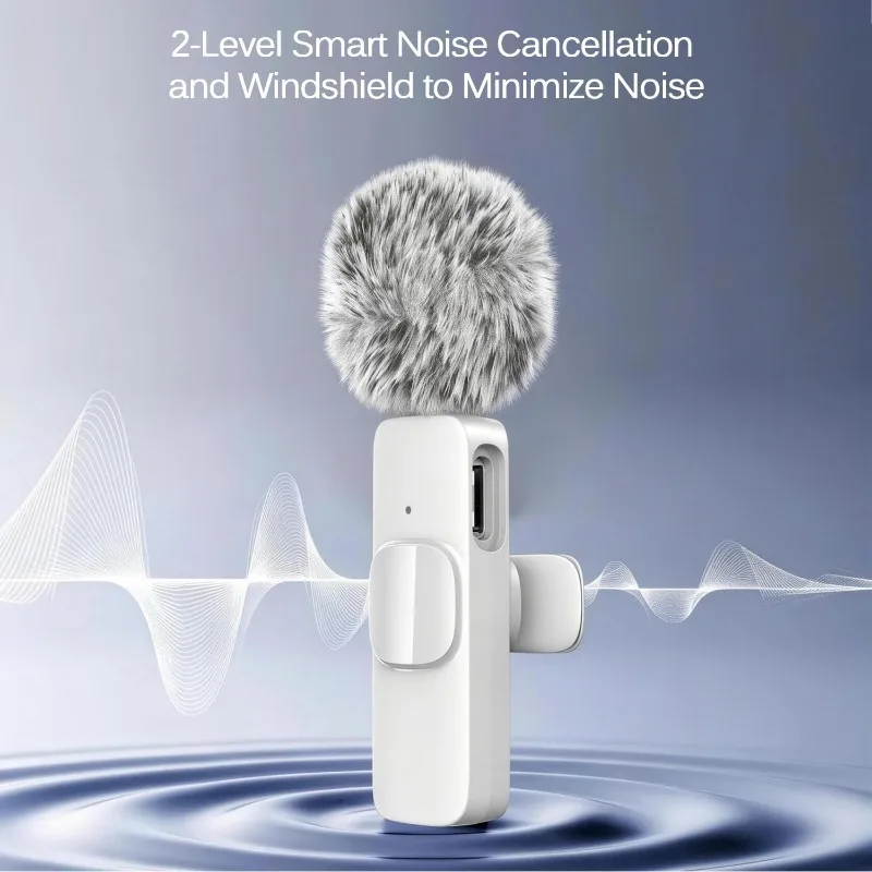 Micrófono inalámbrico de solapa para iPhone Android 2.4G Mini con cancelación de ruido para grabación de video y entrevistas 3