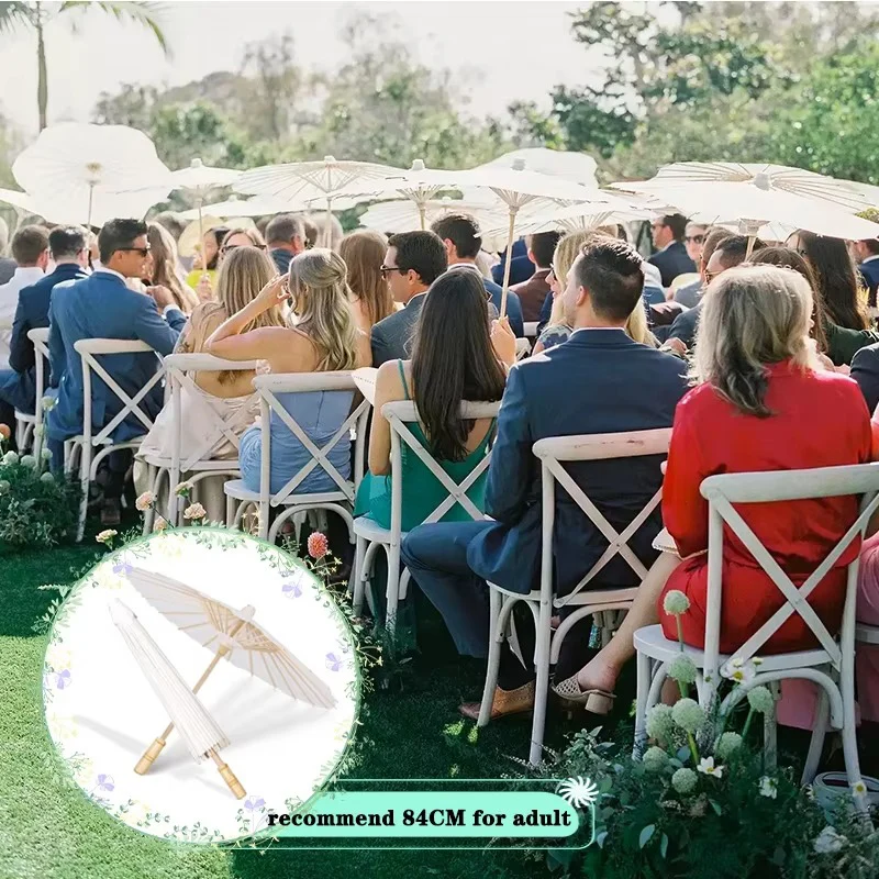White Paper Umbrellas 84cm 1/3/5/10-Piece Pack Wedding Party Favors DIY Bamboo Umbrellas Bridal Summer Beach Photo Props.