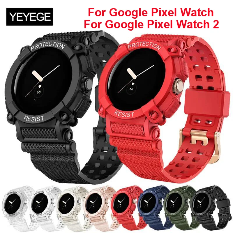 2 in 1 Anti-drop Case+Strap For Google Pixel Watch Bracelet Correa With Screen Protector Cover Band For Google Pixel Watch 2