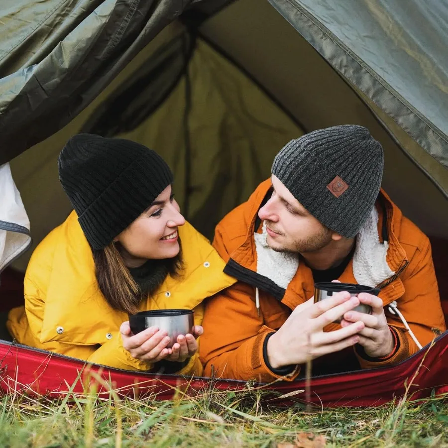 Gorro de malha OZERO Chapéu de inverno térmico grosso de lã polar com caveira de neve para homens e mulheres