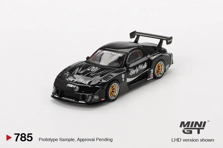 MINIGT 1:64 RX-7 LB-Super Silhouette Liberty Walk Schwarzes Modellauto