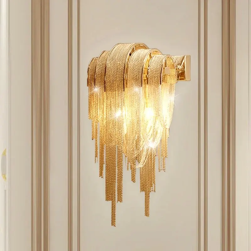 Luxury Tassel Chandelier Living Room Postmodern Net Red Restaurant Bedroom Hotel Engineering Designer Lamp Gold/Silvery Lighting