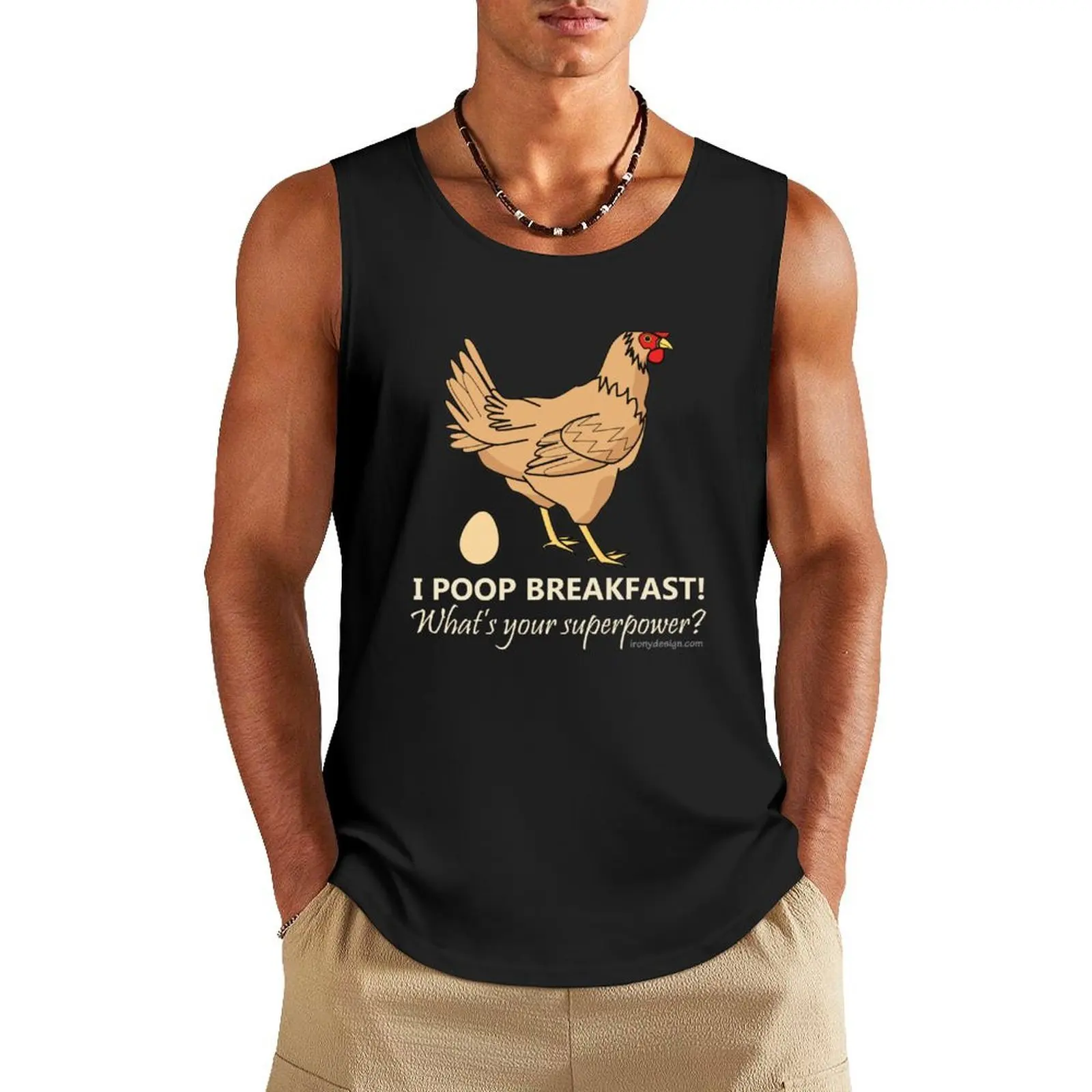 

Chicken Poops Breakfast Funny Graphic Tank Top sports suits running shirt underwear Men's clothing brands clothes for men
