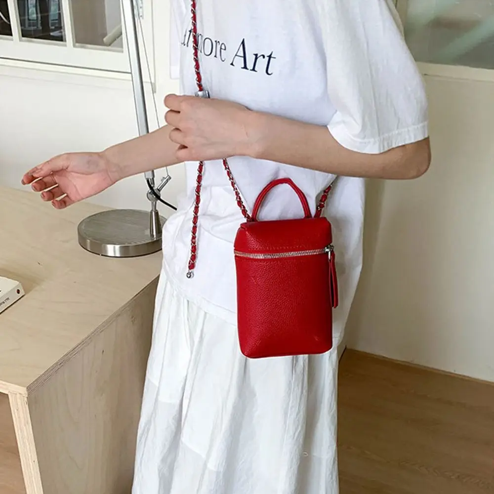 

Chic Korean Leather Square Bag Solid Color Small Single Shoulder Bag Chain High-grade Women’s Handbag Female