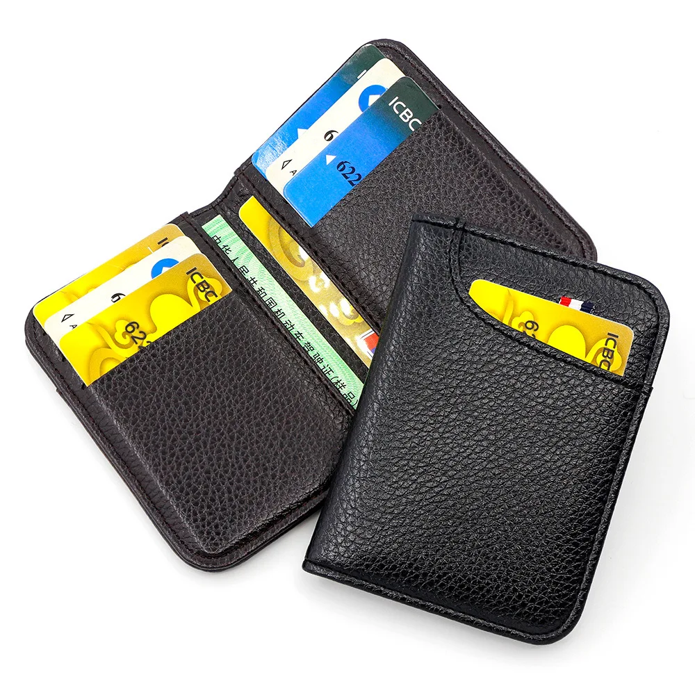 حقيبة بطاقات صغيرة محمولة رفيعة متعددة الوظائف بنمط الليتشي مع محفظة عملات معدنية ذات سعة كبيرة، حافظة بطاقات لأداة السفر