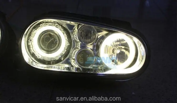 ATV Bi-xenon Headlights Ballasts & Bulbs Engel Eyes White Blue Yellow For Volkswagen Golf 4 MK4 With Hi-low Beam Projector Lens
