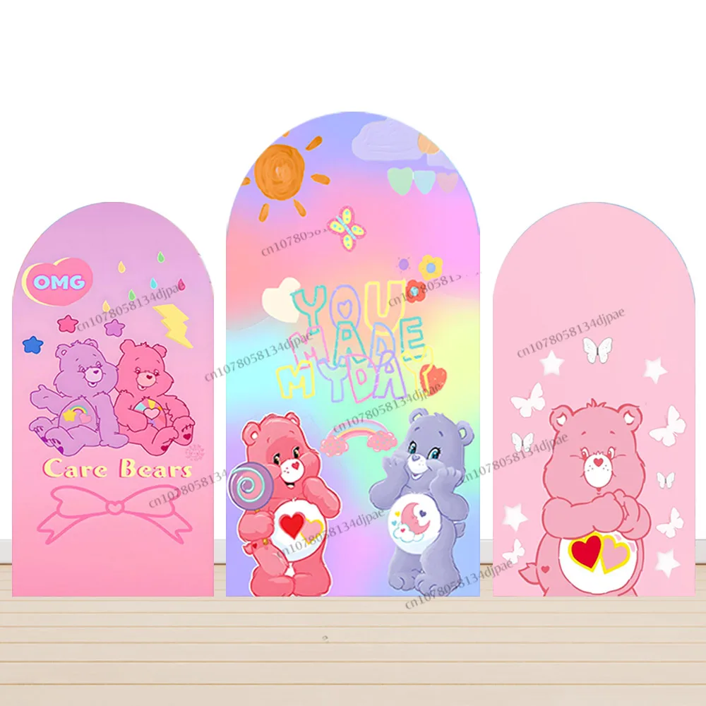 Cheerbear Care Bears Arch Background For Party Rainbow Girls Baby Birthday Backdrop Decoration Grumpybear Props Photo Studio