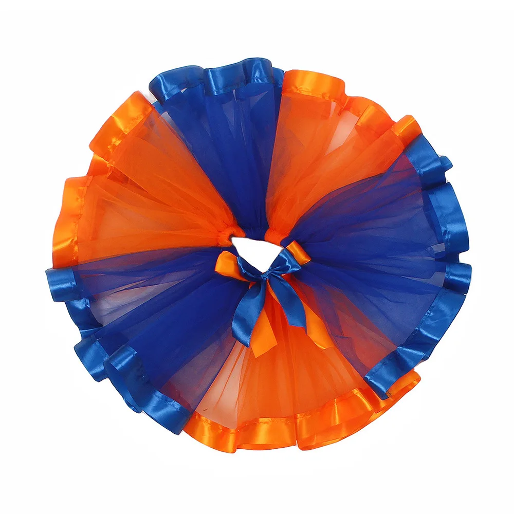 Theeper Rainbow Layered Tulle Tutu Skirt Ribbon Ruffle Hem Half Skirt Spring Summer Party Gown Stage Carnival Fluffy Show Outfit