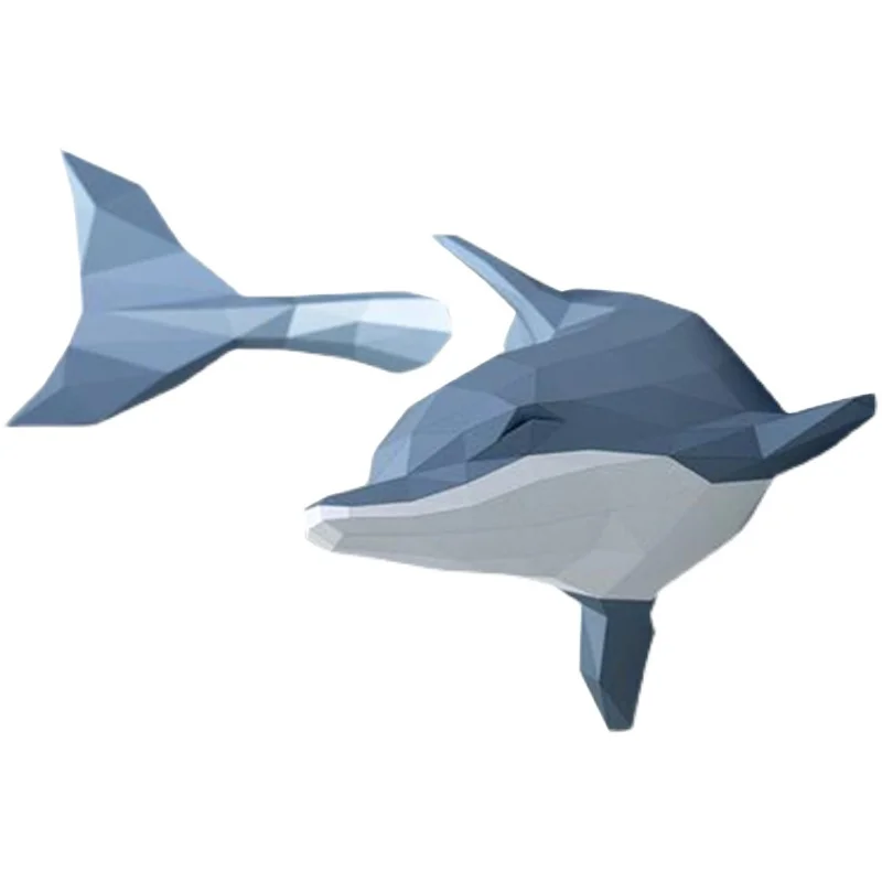 Creative Dolphin Marine Animal DIY Paper Model Wall Decoration Geometry Papercraft 3D Model Kit Hand Made Puzzle Toys