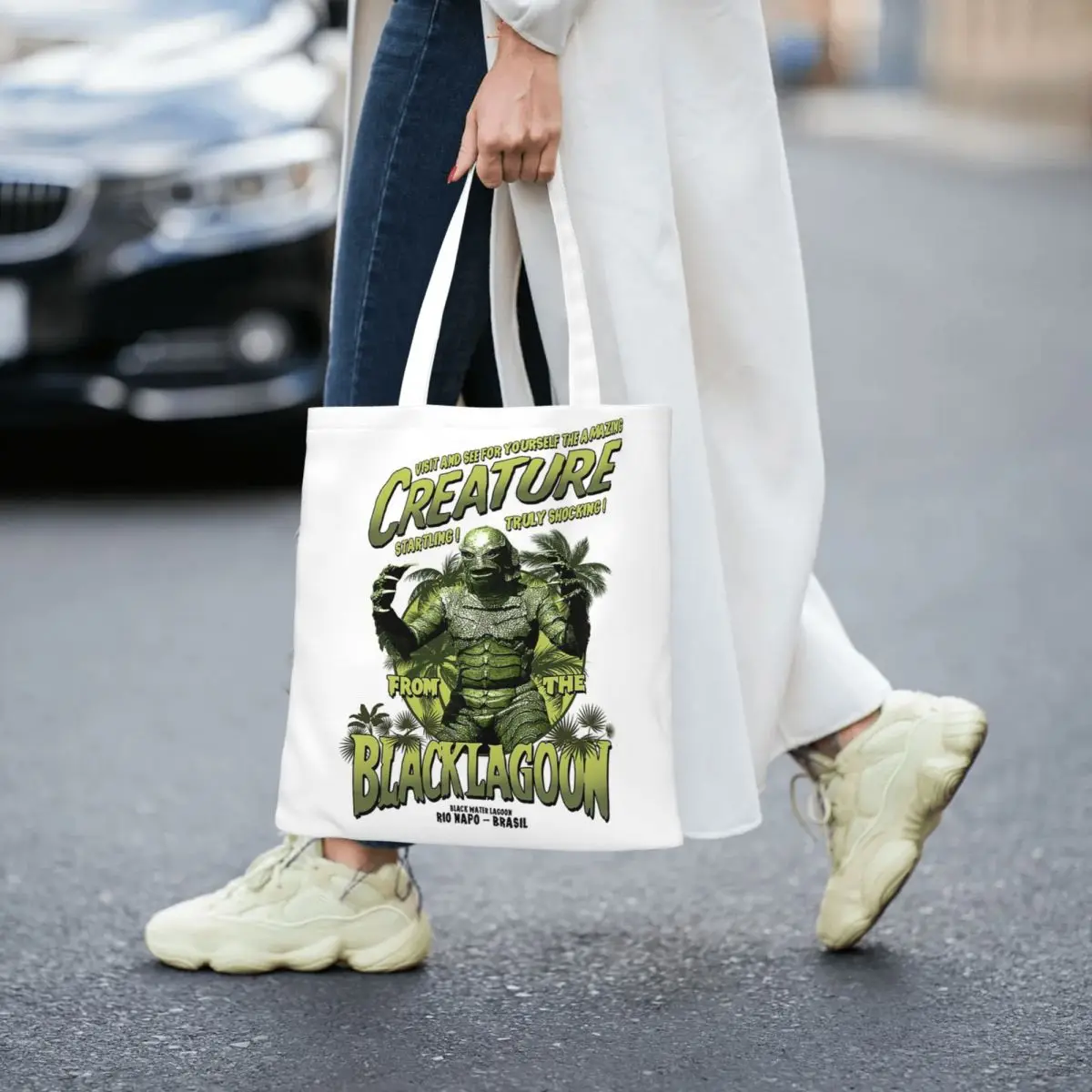Сумки для покупок «Существо из черной лагуны», холщовая большая сумка, складная женская сумка через плечо, дорожная сумка