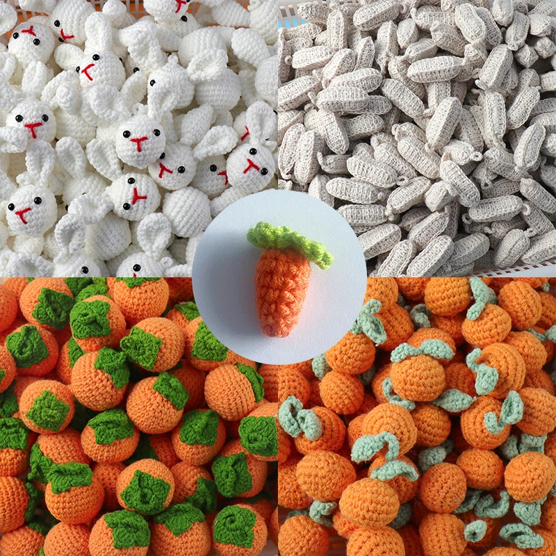 1PCS Handmade Knitted Fruit Pendant Crocheted Wool Strawberry Orange Bag Pendant Key Ring DIY Jewelry Knitting Craft Needlework