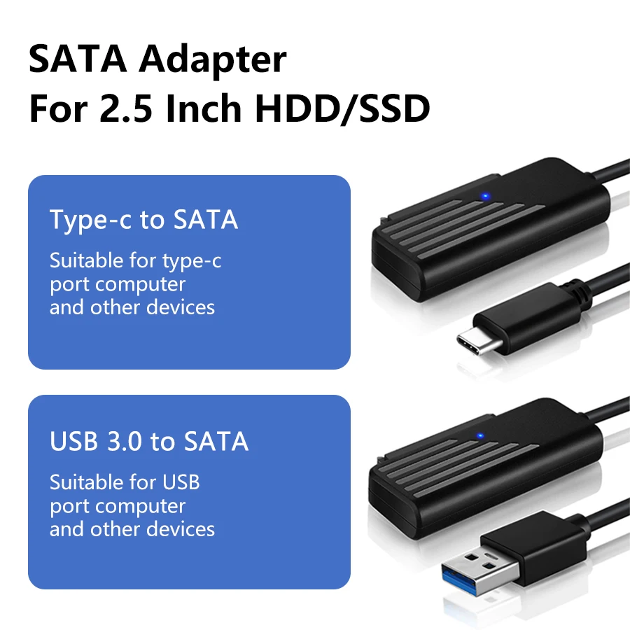 SATA to USB 3.0 어댑터 C타입 to SATA 케이블, 고속 데이터 변속기, 2.5 인치 HDD 하드 드라이브 SATA 어댑터용, 45cm, 5Gbps