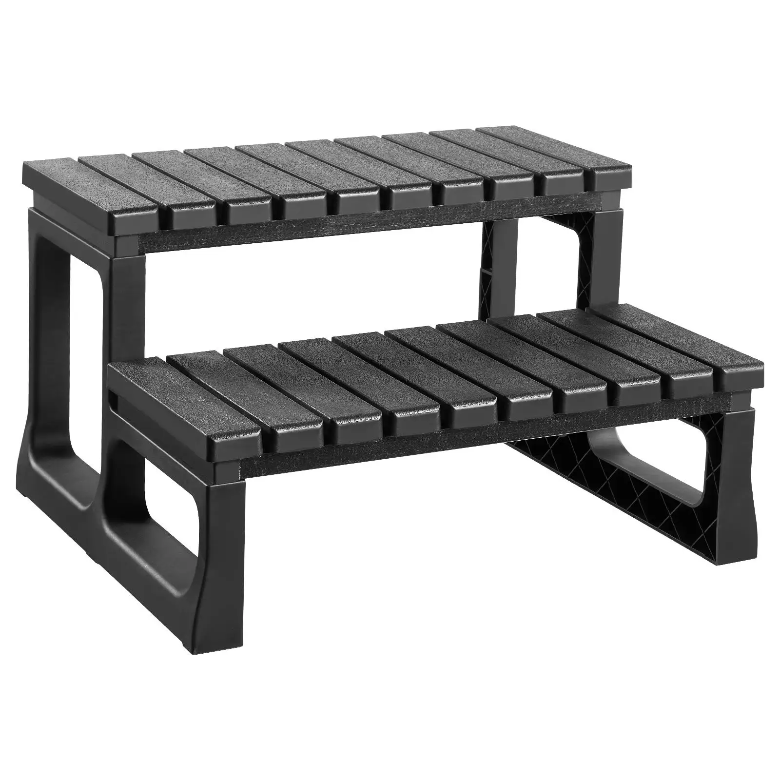2 Step Hot Tub Spa Stairs 23.6 Inch Wide Heavy Duty PP Pool Ladder 320 lbs Capacity for Ground and Inflatable Pools for porch Patio Deck and Campers Black