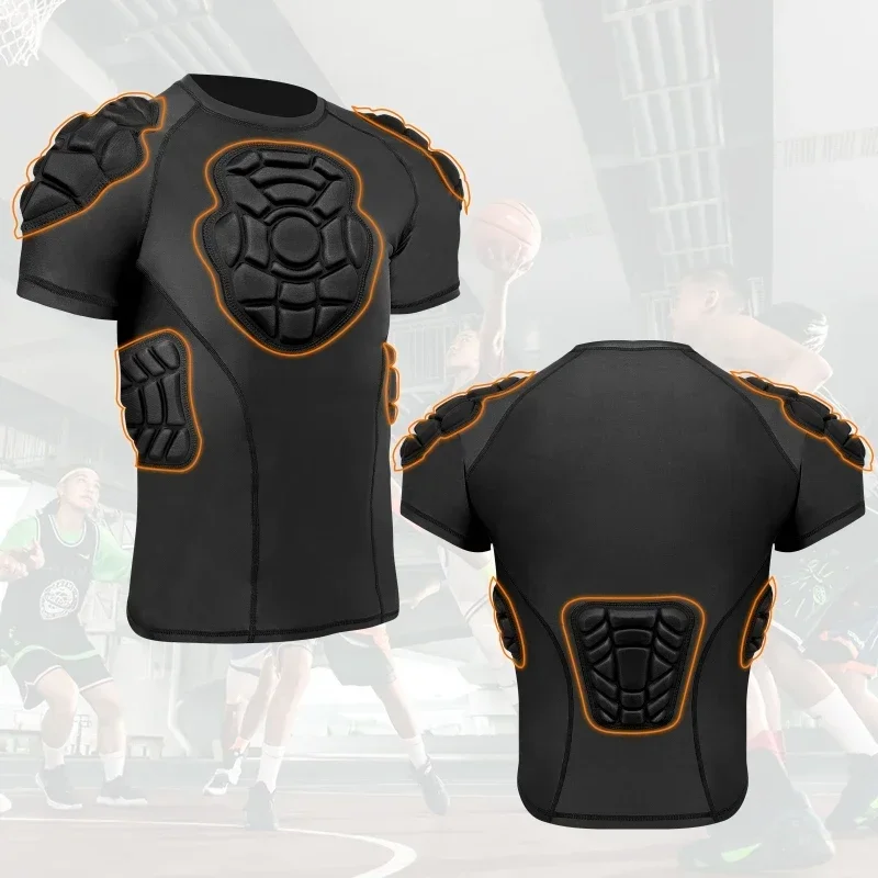 Lightweight Men Football Basketball Soccer Goalkeeper Protective Gear Soft Padded Short Sleeve Jersey T-shirt/Compression Shorts