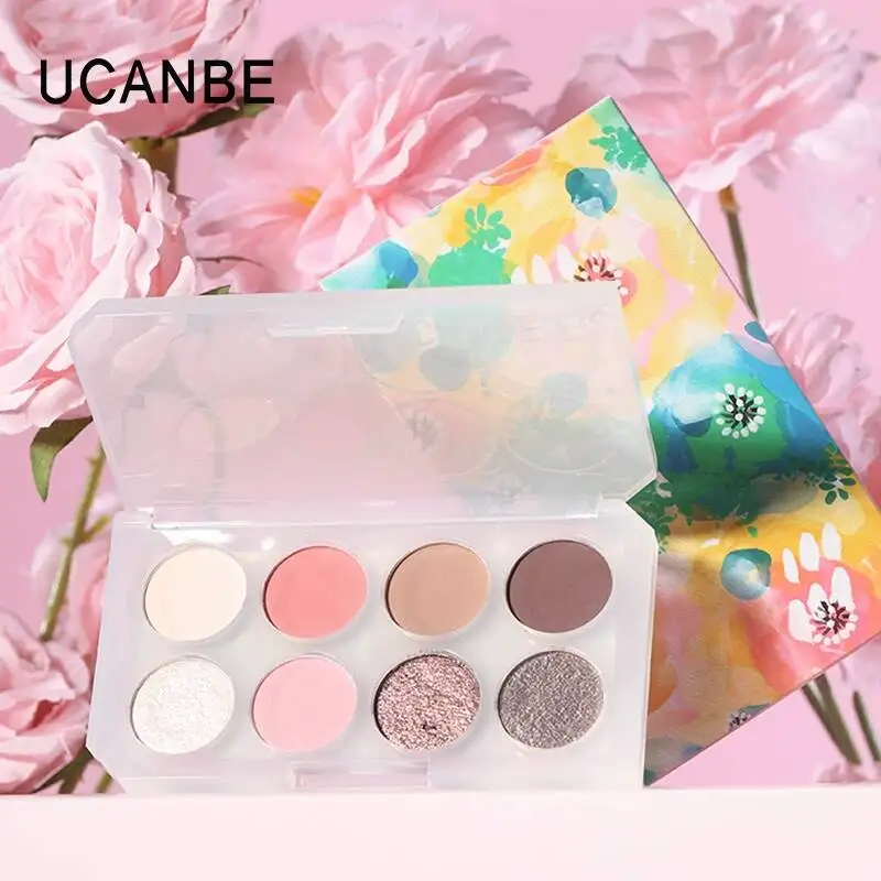 Ucanbe Eight-color Eyeshadow Palette Rose Sea Pink Matte Smoky Pearlescent Shimmer Purple Gold Gray Brown Daily Portable