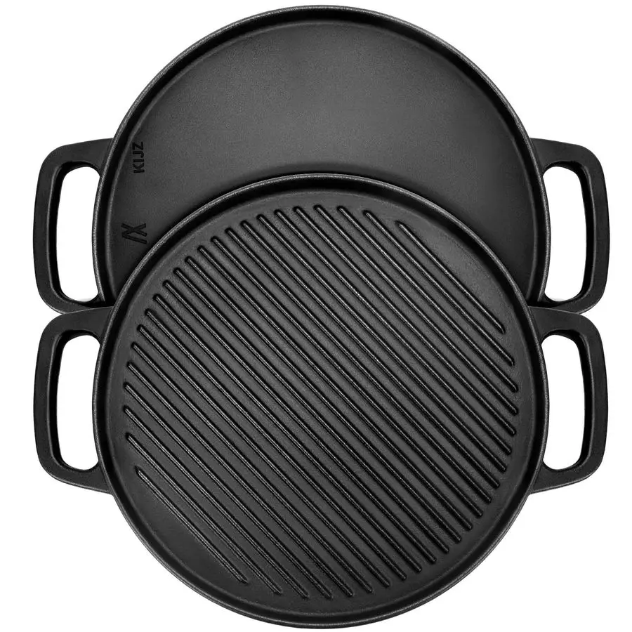 

Cast Iron Reversible Griddle, 12 inch Griddle Pan for Stove Tops, Gas Grills and Outdoor Cooking, Doublesided Griddle Plate with