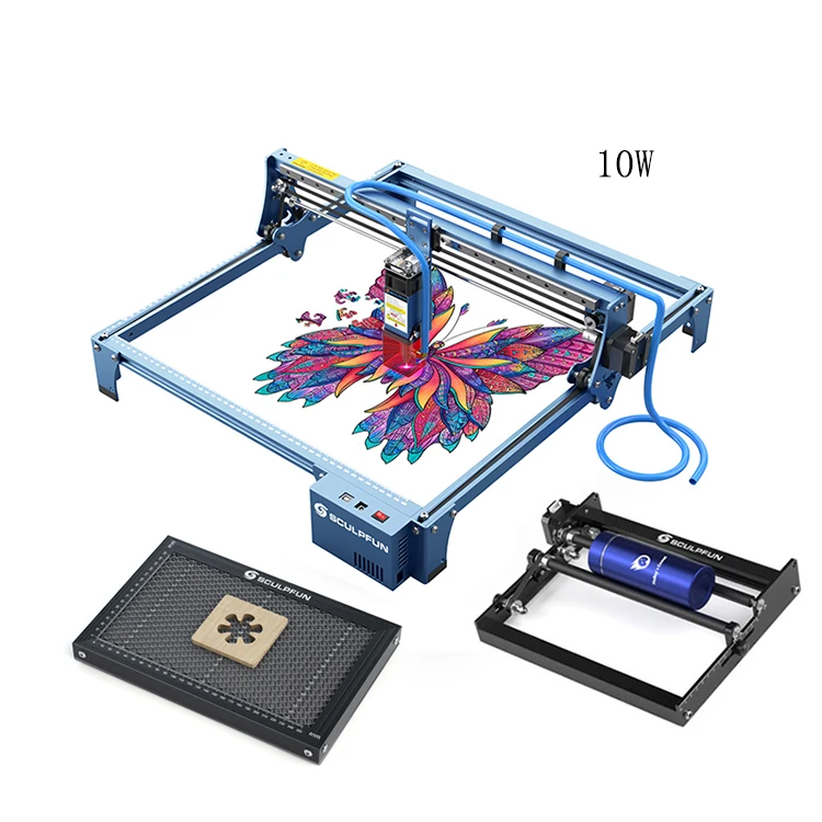 

S10 10W Wood Acrylic Metal Card Carving Engraver Cutter Engraving Machine with Rotary Roller Honeycomb