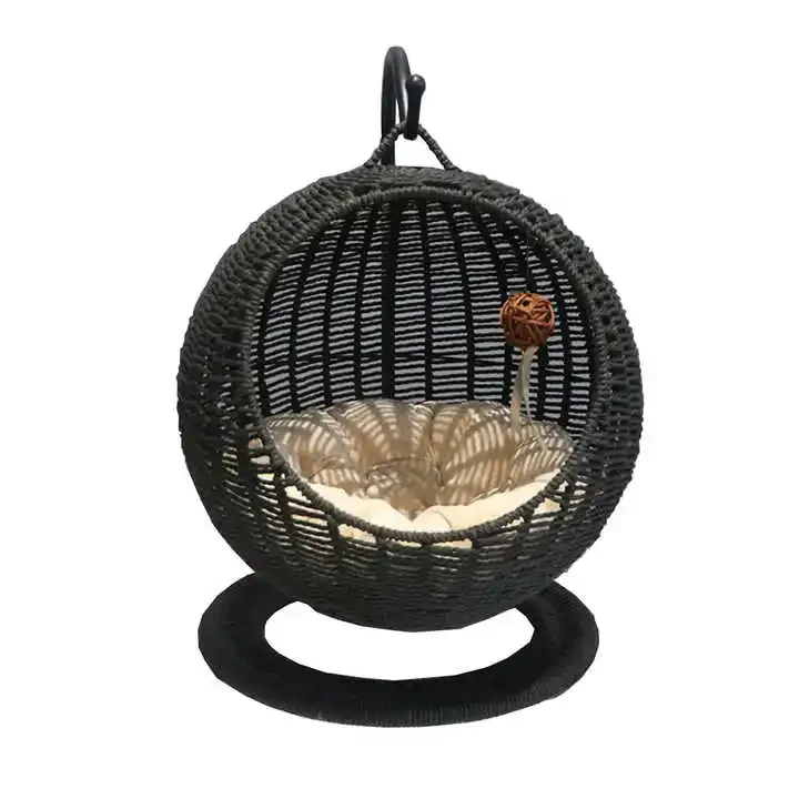 

Wholesale Pet Nests Hanging Egg Swing Chair Cat Nest Hammock Outdoor Eco-friendly Seagrass Rope Hanging Cat Bed