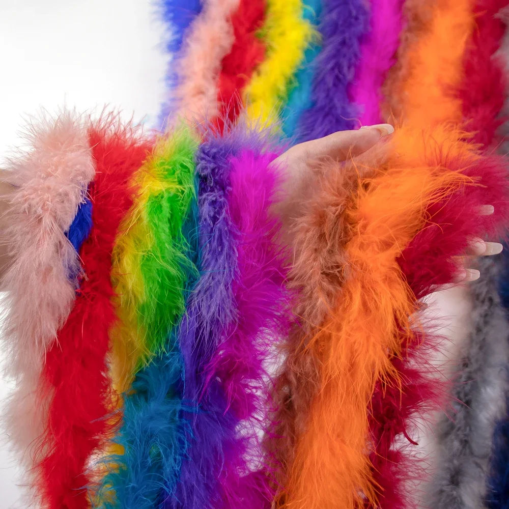 2 Yards Furry Marabou Feathers Boa 11g Natural Turkey Feathers Scarf Wedding Party Dress Christmas Tree Hat Decoration Accessory