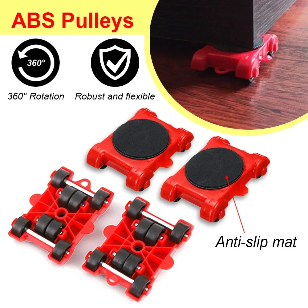 Set Heavy Duty Furniture Lifter Mover Roller with Wheel Bar Moving Device Lifting Helper Furniture Moving Transport Tool