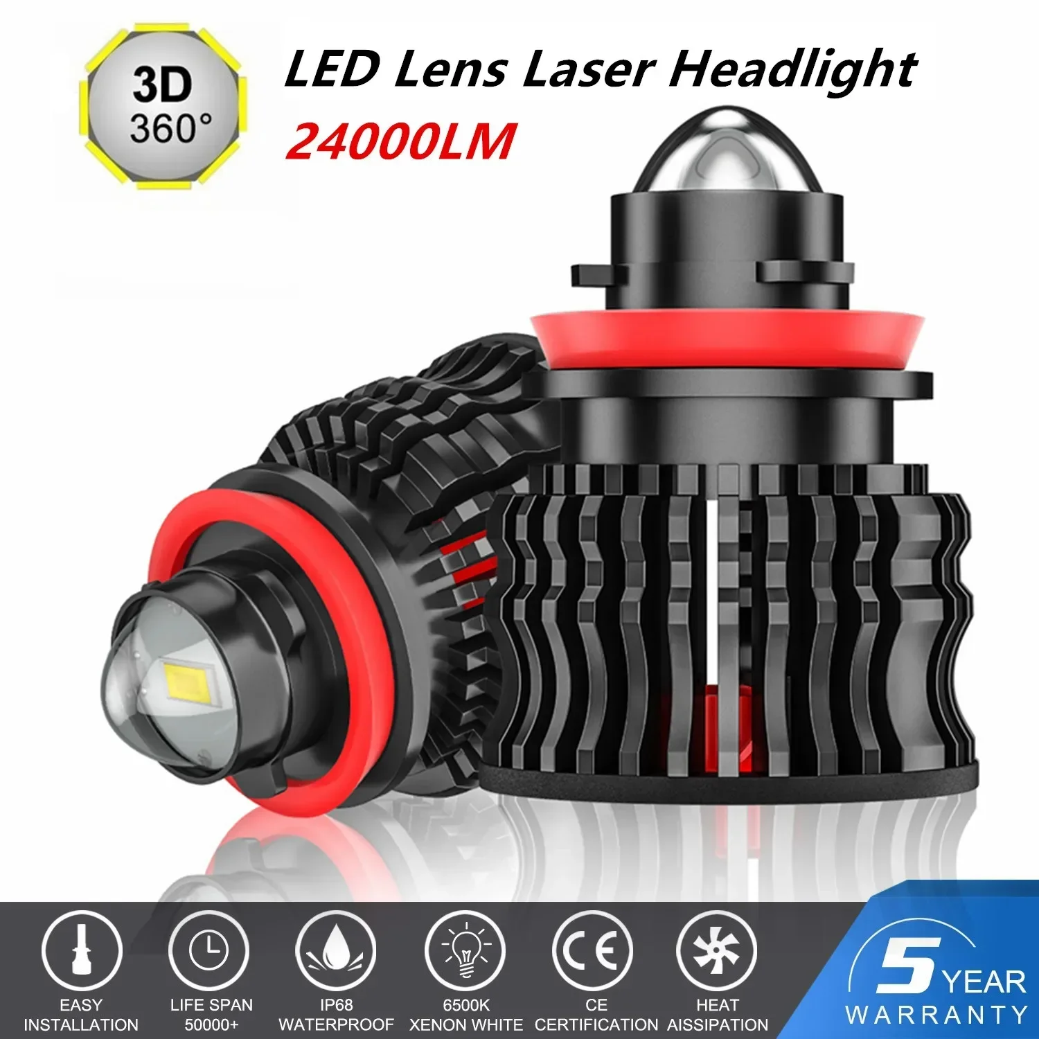 2Pcs H8 H9 H11 LED 9005 9006 LED 24000LM HB3 HB4 Led Headlights Bulbs 120W 3D high power Canbus 360 degree Auto Fog Lamp
