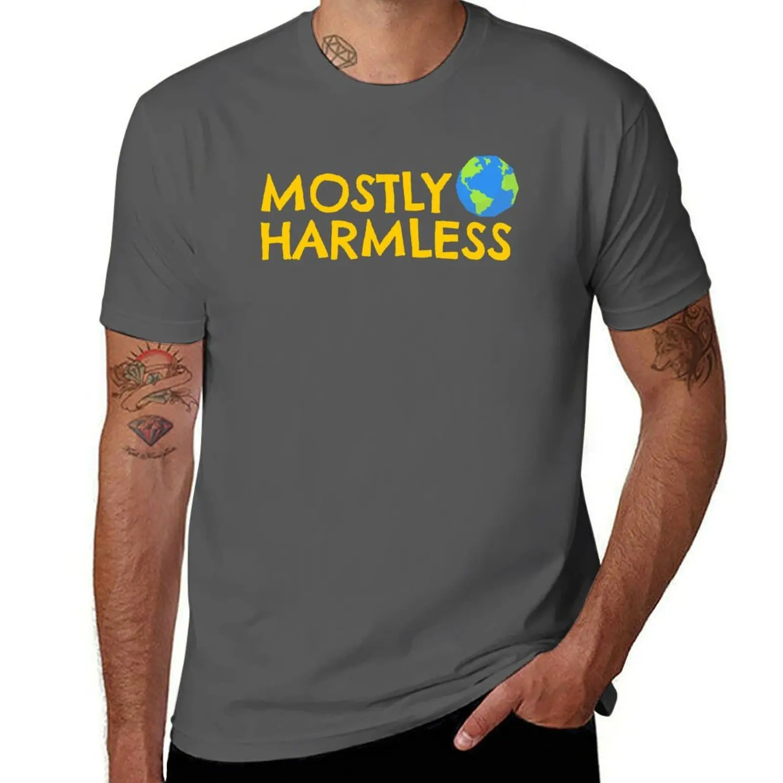 Mostly Harmless - The Hitchhiker's Guide to the Galaxy T-Shirt Casual Pattern Print Tee Shirt