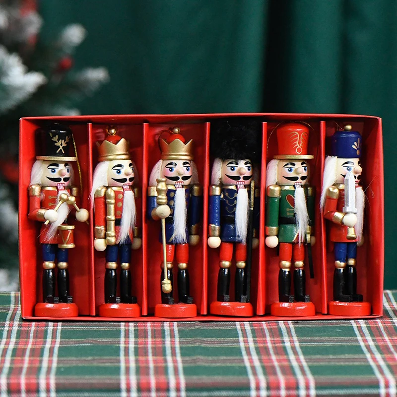 1Pcs 13cm Nutcracker Miniatures Nutcracker Puppet Ornaments Desktop Decoration Cartoons Walnuts Soldiers Holiday Gift Pendant
